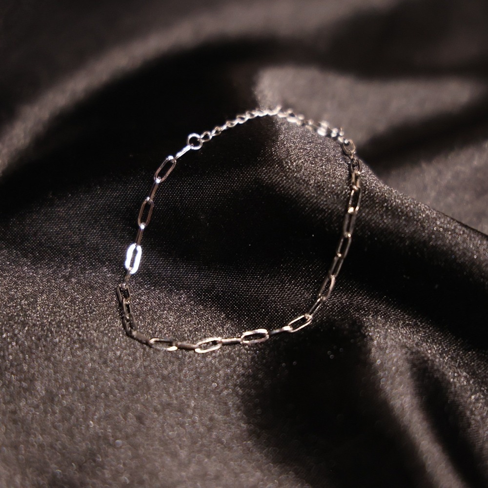 Silver Paperclip Chain Bracelet Adjustable Minimalist Jewelry JW011
